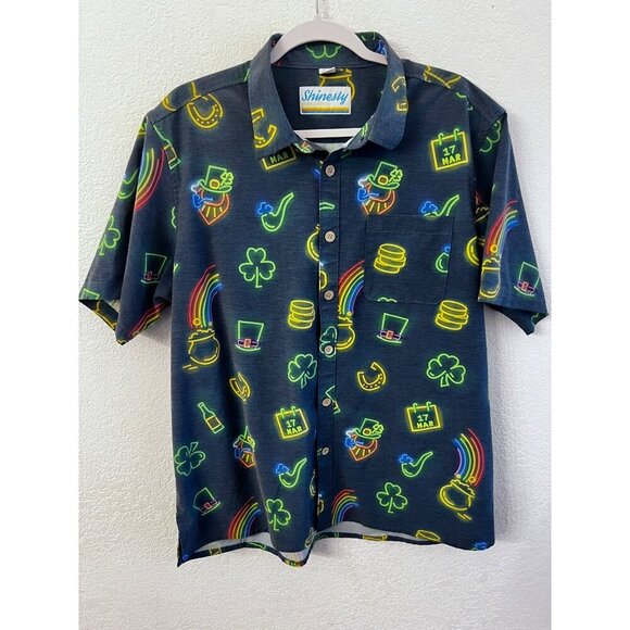 Shinesty St Patrick’s Day Mahalo nerds Hawaiian shirt mens size XL - Picture 1 of 5